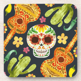 Sugar Skull & Gitaren Dia de Muertos | Onderzetter