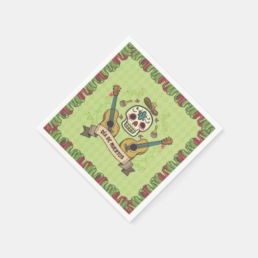 Sugar Skull & Gitaren Dia de Muertos | Servet (Hoek)