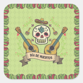 Sugar Skull & Gitaren Dia de Muertos | STICKER