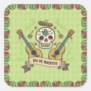 Sugar Skull & Gitaren Dia de Muertos   STICKER