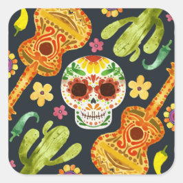 Sugar Skull & Gitaren Dia de Muertos | STICKER