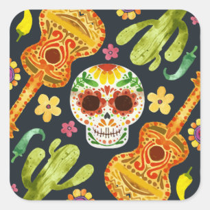 Sugar Skull & Gitaren Dia de Muertos   STICKER
