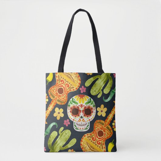 Sugar Skull & Gitaren Dia de Muertos | Tote bag (Voorkant)