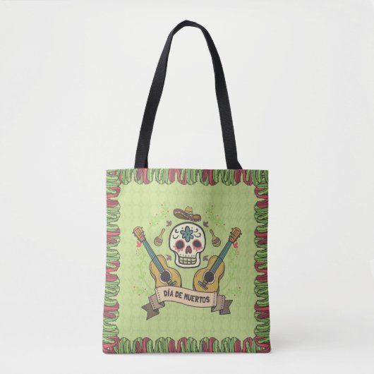 Sugar Skull & Gitaren Dia de Muertos | Tote bag (Voorkant)