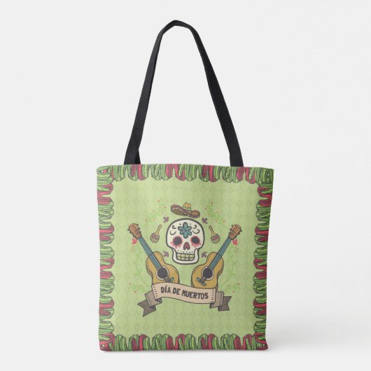 Sugar Skull & Gitaren Dia de Muertos | Tote bag (Achterkant)