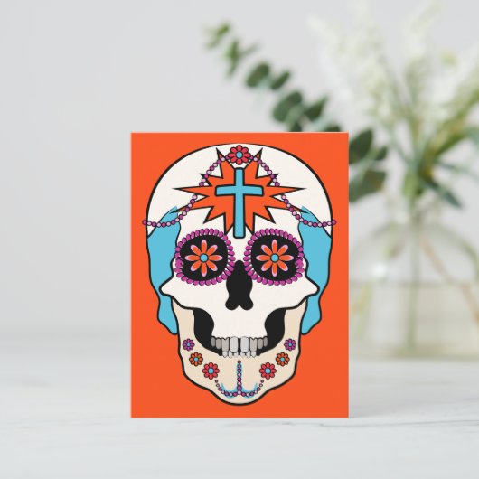 Sugar Skull Graphic Briefkaart (Staand voorkant)