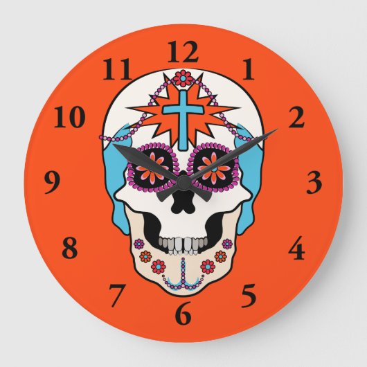 Sugar Skull Graphic Grote Klok (Voorkant)