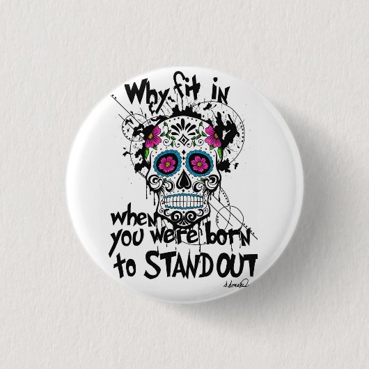 Sugar Skull & Graphics Pin Badge Button (Voorkant)