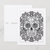 Sugar Skull Halloween Color-In Briefkaart (Voorkant / Achterkant)