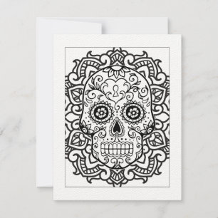 Sugar Skull Halloween Color-In Briefkaart