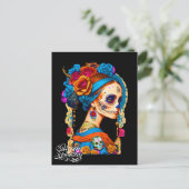 Sugar Skull Halloween, Dia de los Muertos Briefkaart (Staand voorkant)