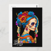 Sugar Skull Halloween, Dia de los Muertos Briefkaart (Voorkant / Achterkant)