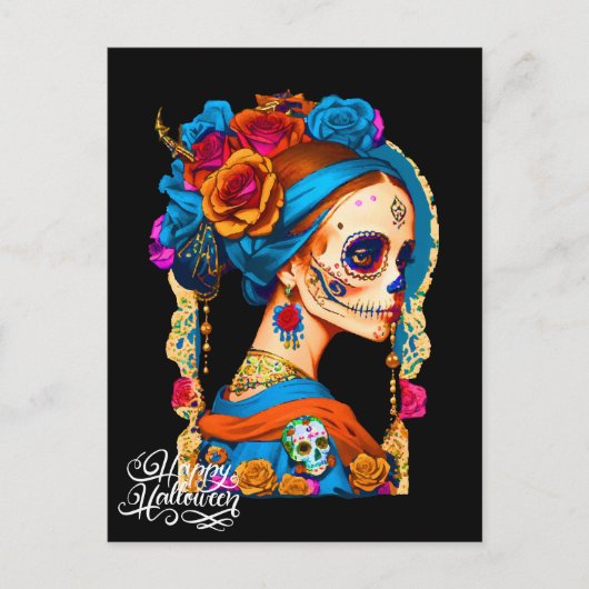 Sugar Skull Halloween, Dia de los Muertos Briefkaart (Voorkant)
