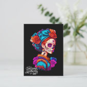 Sugar Skull Halloween, Dia de los Muertos Briefkaart (Staand voorkant)