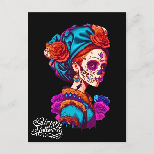 Sugar Skull Halloween, Dia de los Muertos Briefkaart (Voorkant)