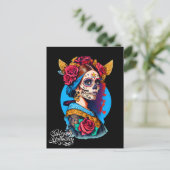 Sugar Skull Halloween, Dia de los Muertos Briefkaart (Staand voorkant)
