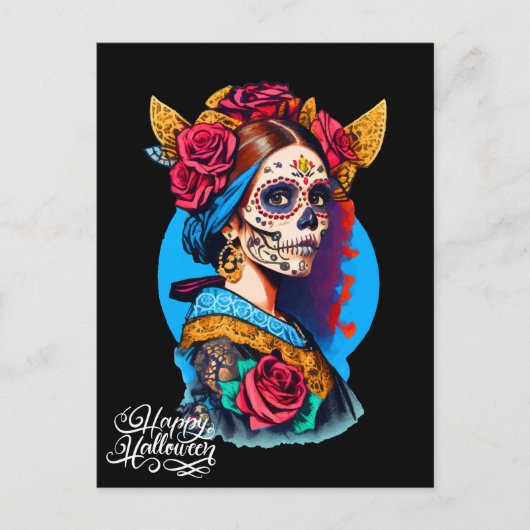 Sugar Skull Halloween, Dia de los Muertos Briefkaart (Voorkant)