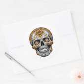Sugar Skull Halloween Día de Muertos Ronde Sticker (Envelop)