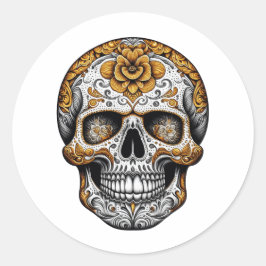 Sugar Skull Halloween Día de Muertos Ronde Sticker