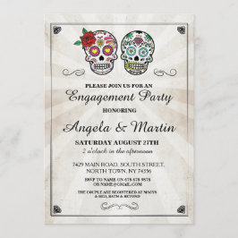 Sugar Skull Halloween Engagement Party Uitnodigen Kaart