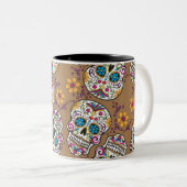 Sugar Skull Halloween Khaki Tweekleurige Koffiemok (Voorkant rechts)