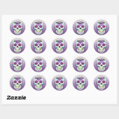 Sugar Skull Halloween Lime Green Paars Ronde Sticker (Vel)