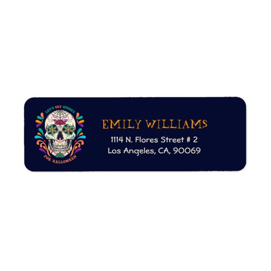 Sugar Skull Halloween Party Invitation Etiket (Voorkant)