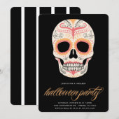 Sugar Skull Halloween Party Invitation Kaart (Voorkant / Achterkant)