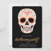 Sugar Skull Halloween Party Invitation Kaart (Voorkant)