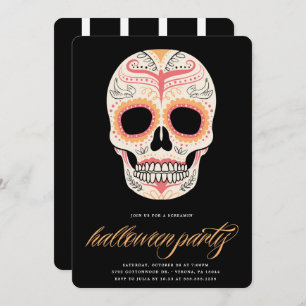 Sugar Skull Halloween Party Invitation Kaart