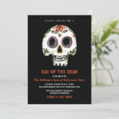 Sugar Skull Halloween Party Invitation Kaart (Staand voorkant)