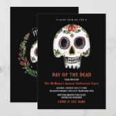Sugar Skull Halloween Party Invitation Kaart (Voorkant / Achterkant)