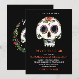 Sugar Skull Halloween Party Invitation Kaart