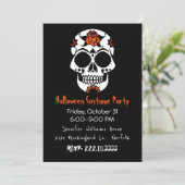 Sugar Skull Halloween Party Invitation Kaart (Staand voorkant)