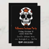 Sugar Skull Halloween Party Invitation Kaart (Voorkant / Achterkant)