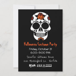 Sugar Skull Halloween Party Invitation Kaart