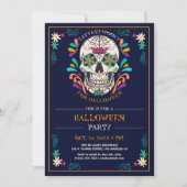 Sugar Skull Halloween Party Invitation Kaart (Voorkant)