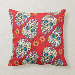 Sugar Skull Halloween Rood.png Kussen