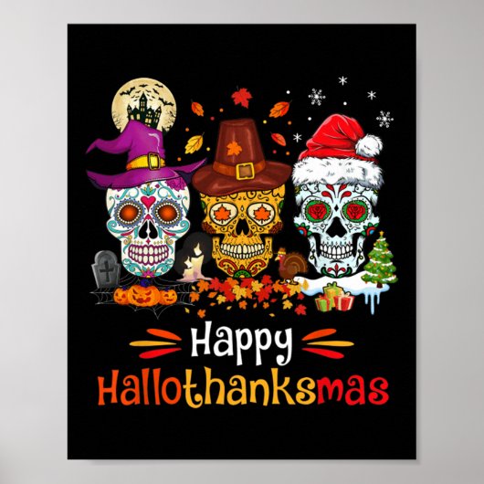 Sugar Skull Halloween Thanksgiving Halloween Poster (Voorkant)