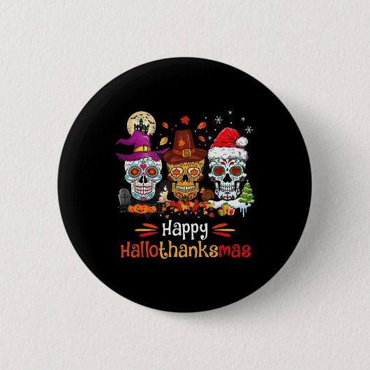 Sugar Skull Halloween Thanksgiving Halloween Ronde Button 5,7 Cm (Voorkant)
