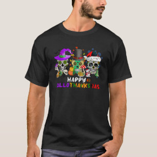 Sugar Skull Happy Hanksmas Halloween Thanksg T-shirt