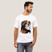 Sugar Skull Horse met rode rozen T-shirt (Voorkant volledig)