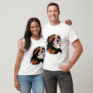 Sugar Skull Horse met rode rozen T-shirt