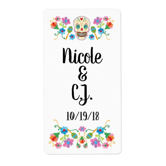 Sugar Skull Hot Sauce Mexicaanse Fiesta Labels (Voorkant)