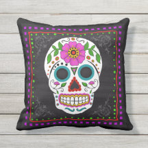 Sugar Skull I Folk Art Pillow