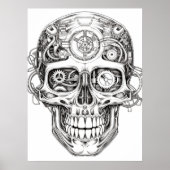 Sugar Skull Image Black + White Art on Wall Poster (Voorkant)