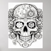 Sugar Skull Image Black + White on a Wall Poster (Voorkant)