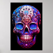 Sugar Skull Images Blue and Black on a Wall Poster (Voorkant)