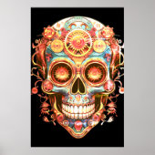 Sugar Skull Images Bright Smiling Guy on a Wall Poster (Voorkant)