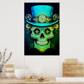 Sugar Skull Images Cool Guy in a Top Hat on a Wall Poster (Keuken)